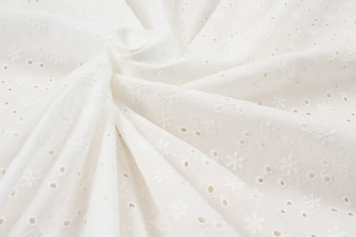 English Embroidery on Cotton Poplin - Floral-Fabric-FabricSight
