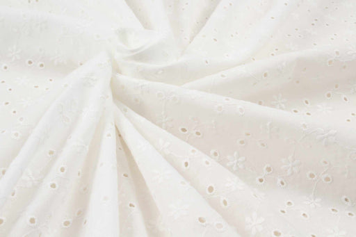 English Embroidery on Cotton Poplin - Floral (Remnant)-Remnant-FabricSight
