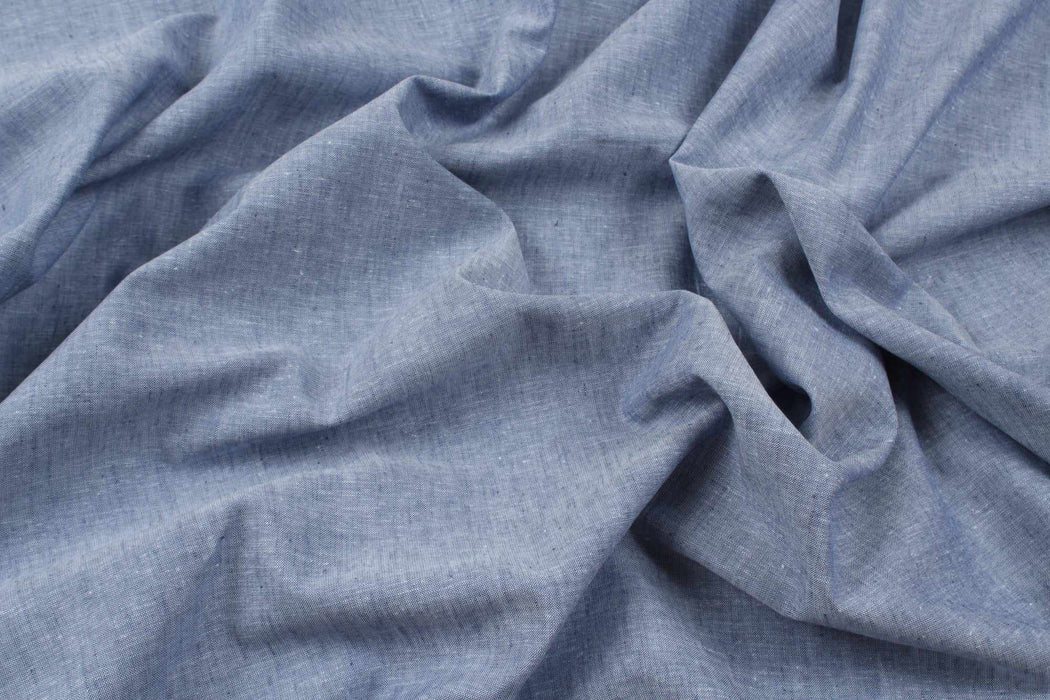 European Flax Certified Linen Cotton - Yarn Dyed - Navy (1Mt Remnant)-Remnant-FabricSight