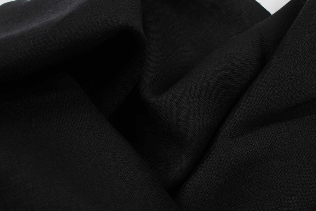 European Flax Washed Luxury Linen - Black (Remnant)-Remnant-FabricSight