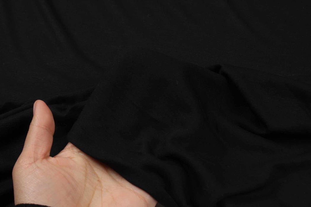 Extra Fine Pima Cotton Jersey - Light-Weight - Black-Fabric-FabricSight