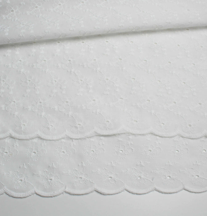 Floral Embroidered Cotton Poplin - 2 Sides Border-Fabric-FabricSight