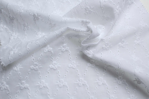 Floral Embroidered Cotton Poplin - 2 Sides Scallop-Fabric-FabricSight