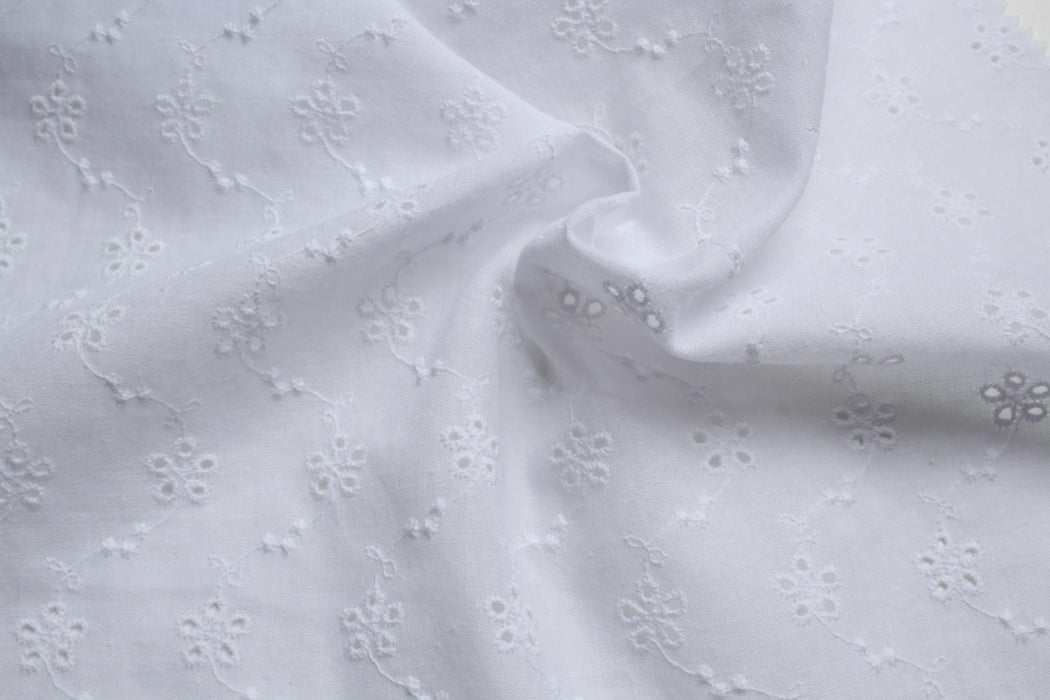 Floral Embroidery on Cotton Poplin - 2 Sides Scallop-Fabric-FabricSight