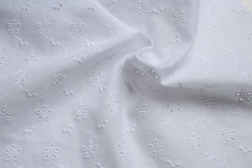 Floral Embroidery on Cotton Poplin - 2 Sides Scallop-Fabric-FabricSight