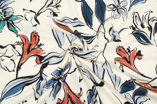 Fluid Viscose Floral Print - Lily Flowers Design - M.O.Q 30 Mts-Fabric-FabricSight