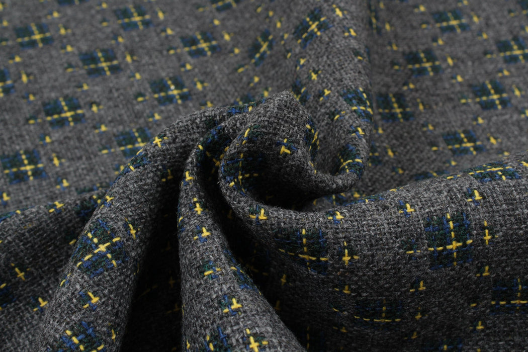Geometric Double Face Recycled Wool for Coats - Dots-Fabric-FabricSight
