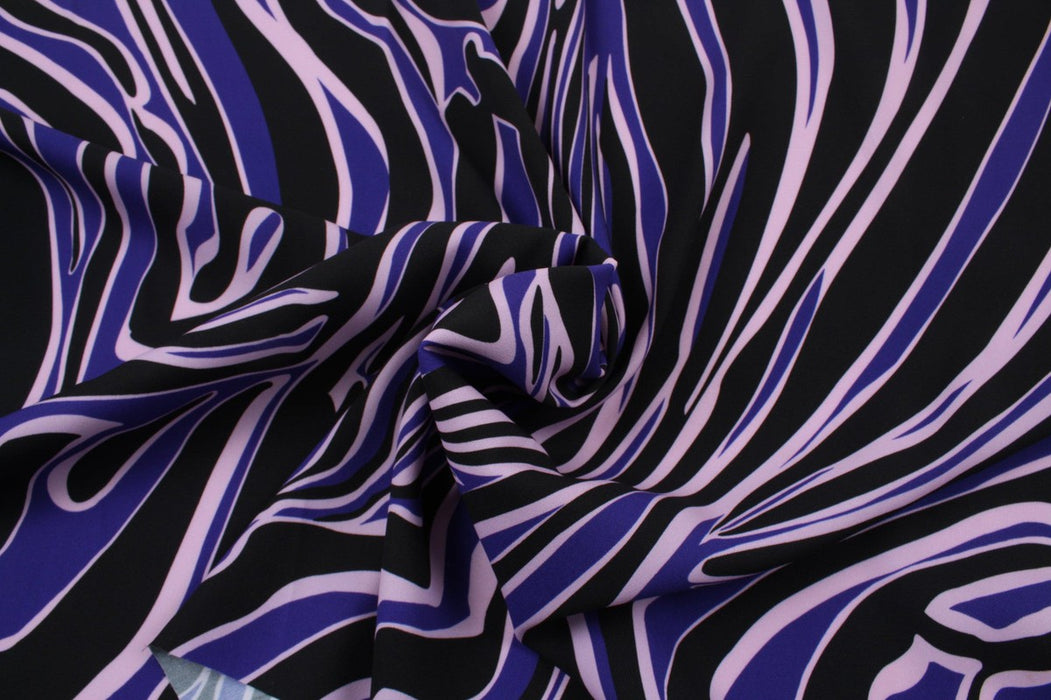 Heavy Viscose Cadi Fabric - Abstract Print - Purple-Fabric-FabricSight