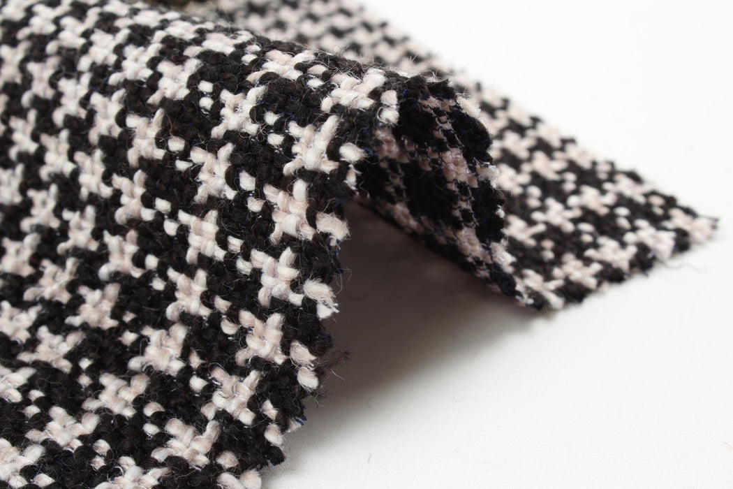 Heavy Wool Blend Tweed - Houndstooth Check-Fabric-FabricSight