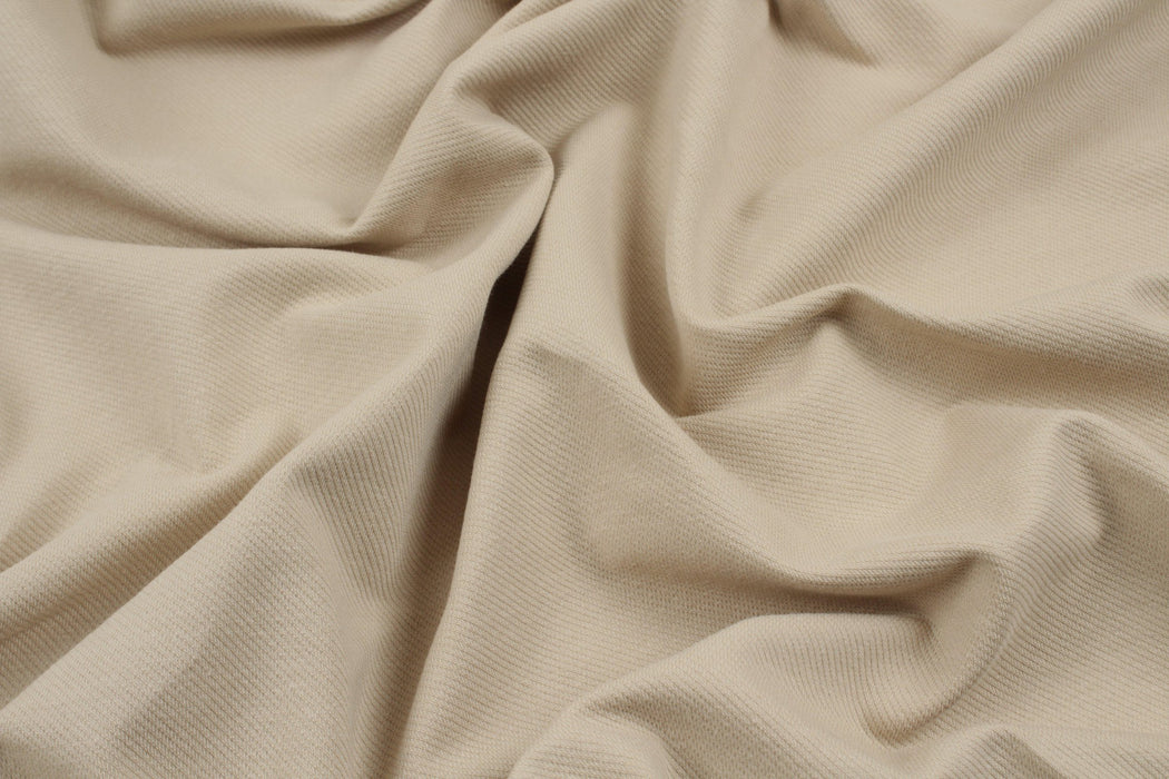 Knitted Cotton Twill - Beige-Fabric-FabricSight