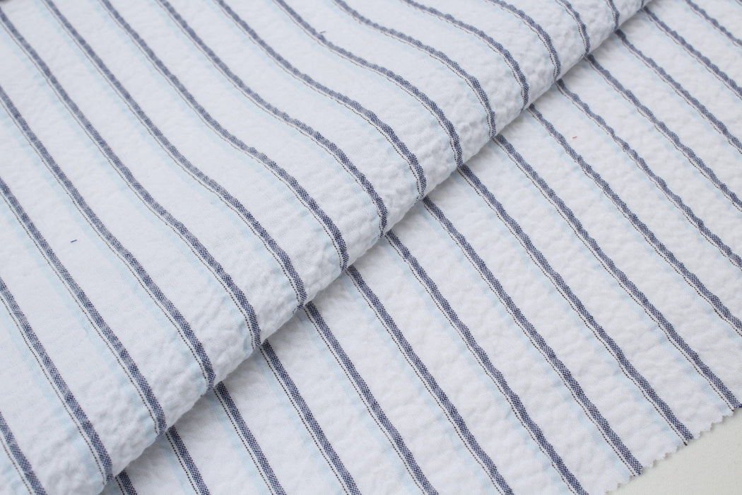 Light Cotton Seersucker - Stripes - 4 Variants Available-Fabric-FabricSight