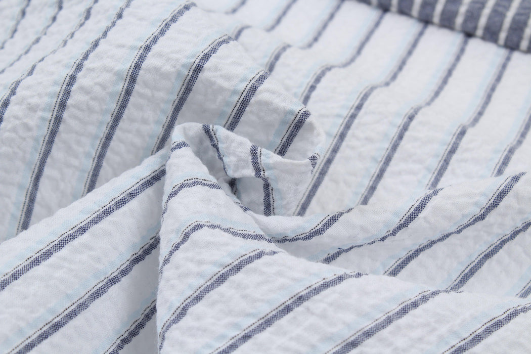 Light Cotton Seersucker - Stripes - 4 Variants Available-Fabric-FabricSight