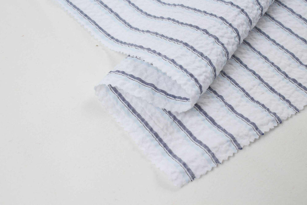 Light Cotton Seersucker - Stripes - 4 Variants Available-Fabric-FabricSight