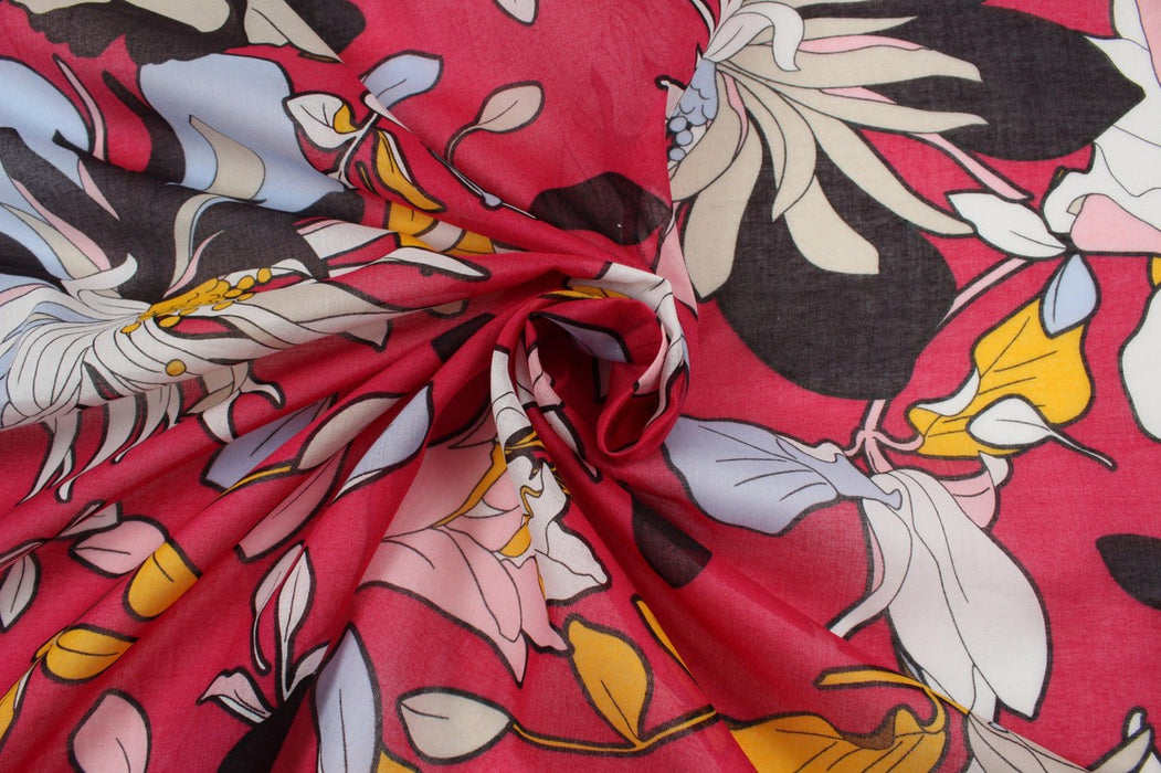 Light-Weight Printed Cotton Voile - Floral-Fabric-FabricSight