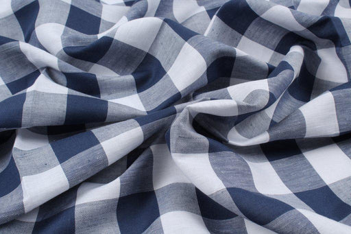 Linen Cotton Gingham - 4 colors - Navy-Fabric-FabricSight