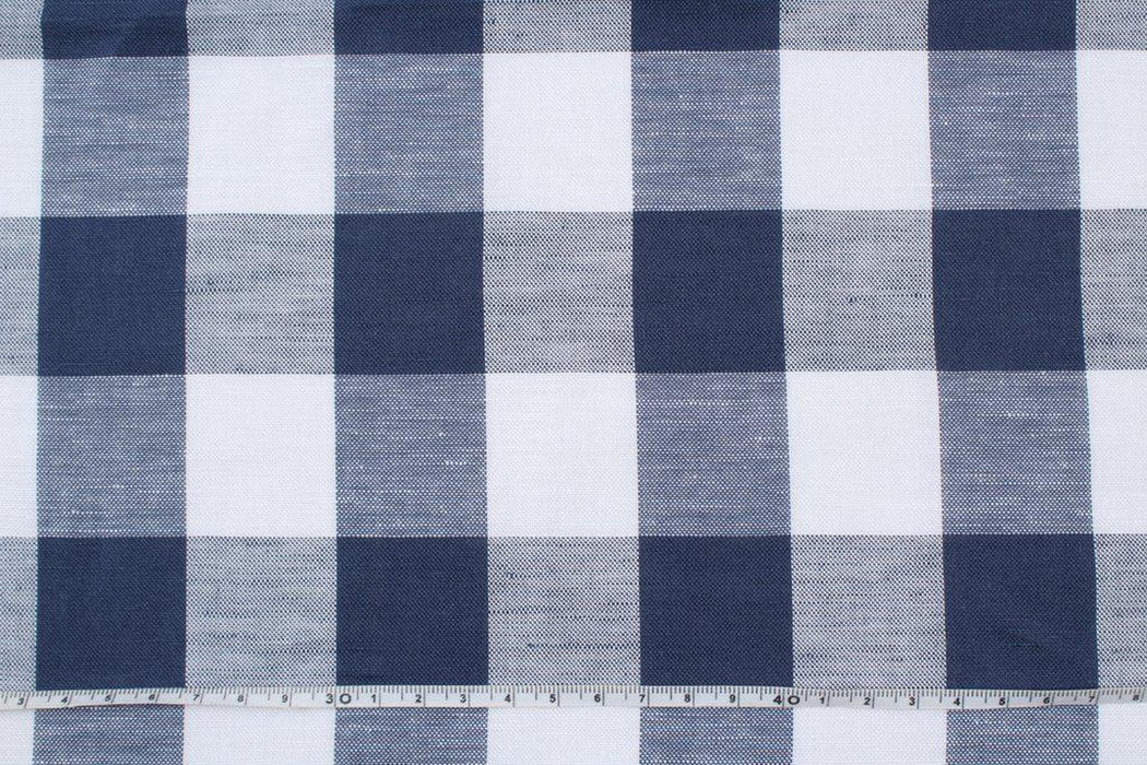 Linen Cotton Gingham - 4 colors - Navy-Fabric-FabricSight