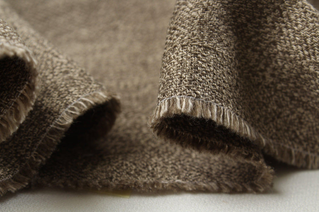 Linen and Ecovero Viscose Twill for Bottoms and Jackets - Melange Brown-Fabric-FabricSight