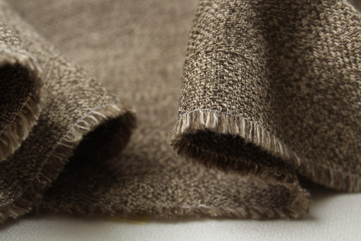 Linen and Ecovero Viscose Twill for Bottoms and Jackets - Melange Brown-Fabric-FabricSight