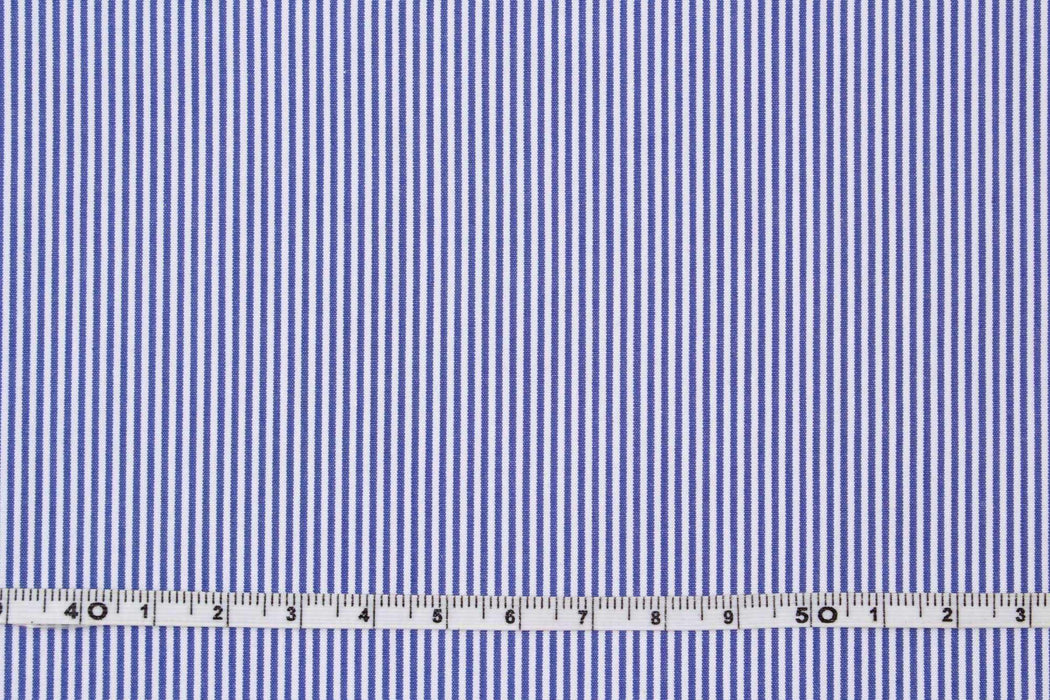 Luxury 100/2 BCI Cotton Pinstripes Poplin - 10 designs available - classic blue-Fabric-FabricSight