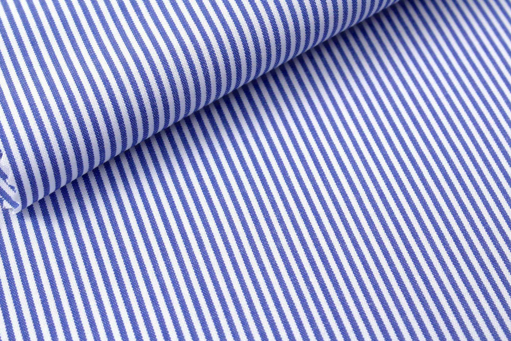 Luxury 100/2 BCI Cotton Pinstripes Poplin - 10 designs available - classic blue-Fabric-FabricSight