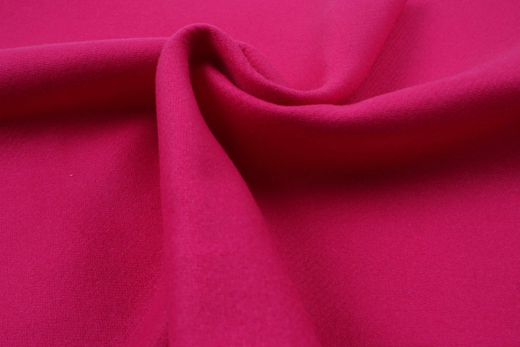 Luxury Brushed Wool Blend for Outwear - Fuchsia-Fabric-FabricSight