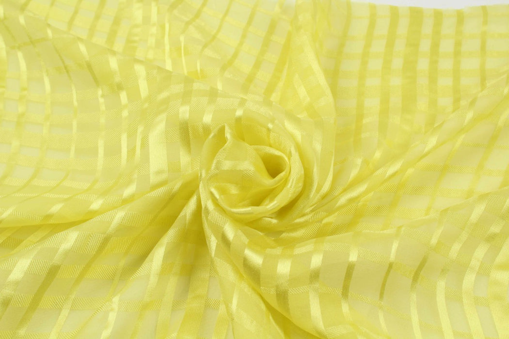 Luxury Chiffon Silk - Irregular Yellow Checks-Fabric-FabricSight