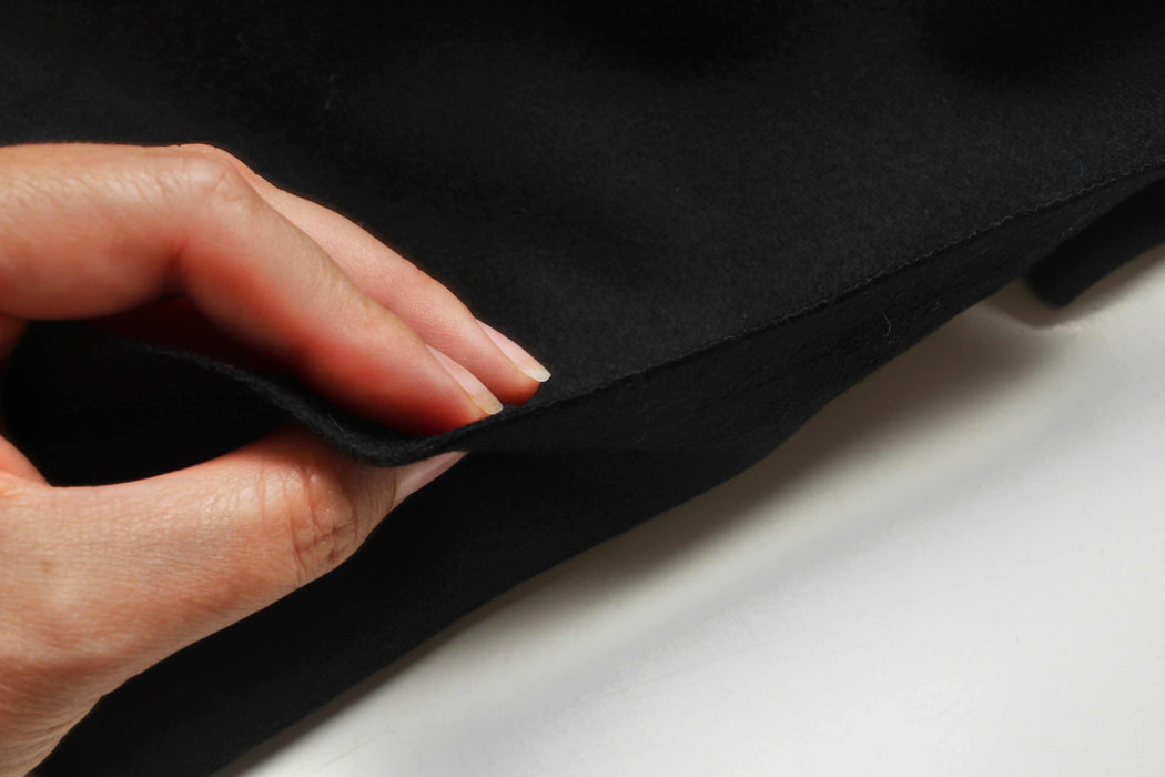 Luxury Rare Virgin Wool Felt for Coats - Black-Fabric-FabricSight