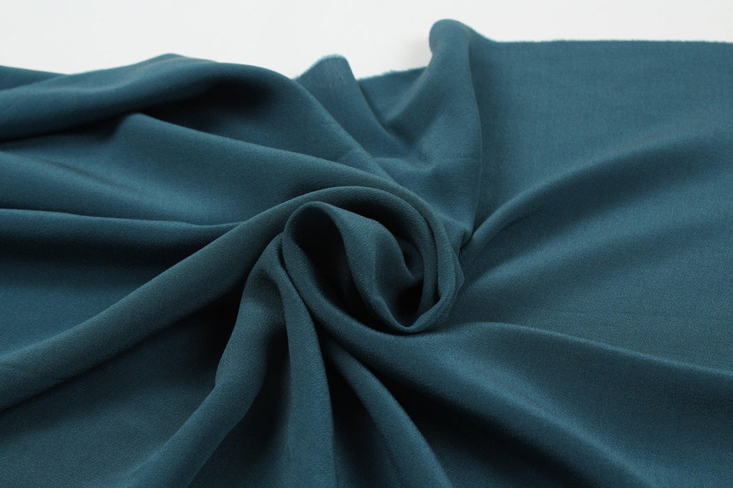 Luxury Silk Crepe de Chine - Light-Weight - Petrol Blue-Fabric-FabricSight