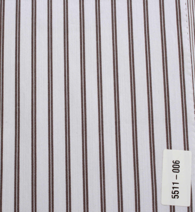 Matte Striped Stretch Cotton Poplin – Brown & White-Fabric-FabricSight