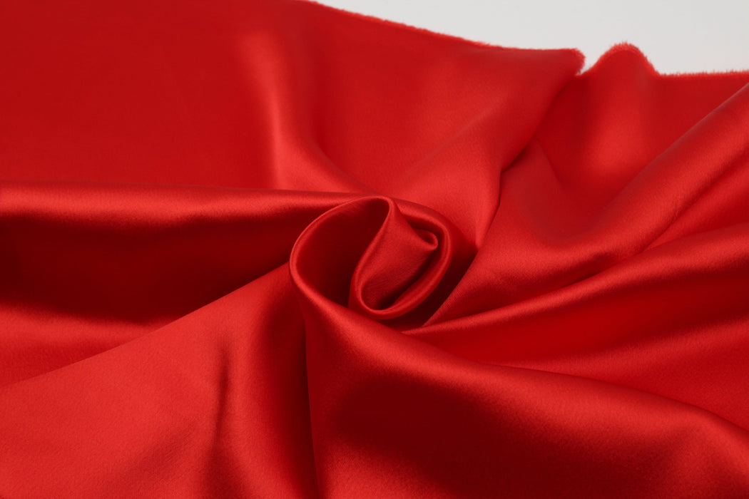 Mid-Weight Acetate Viscose Satin - Red-Fabric-FabricSight