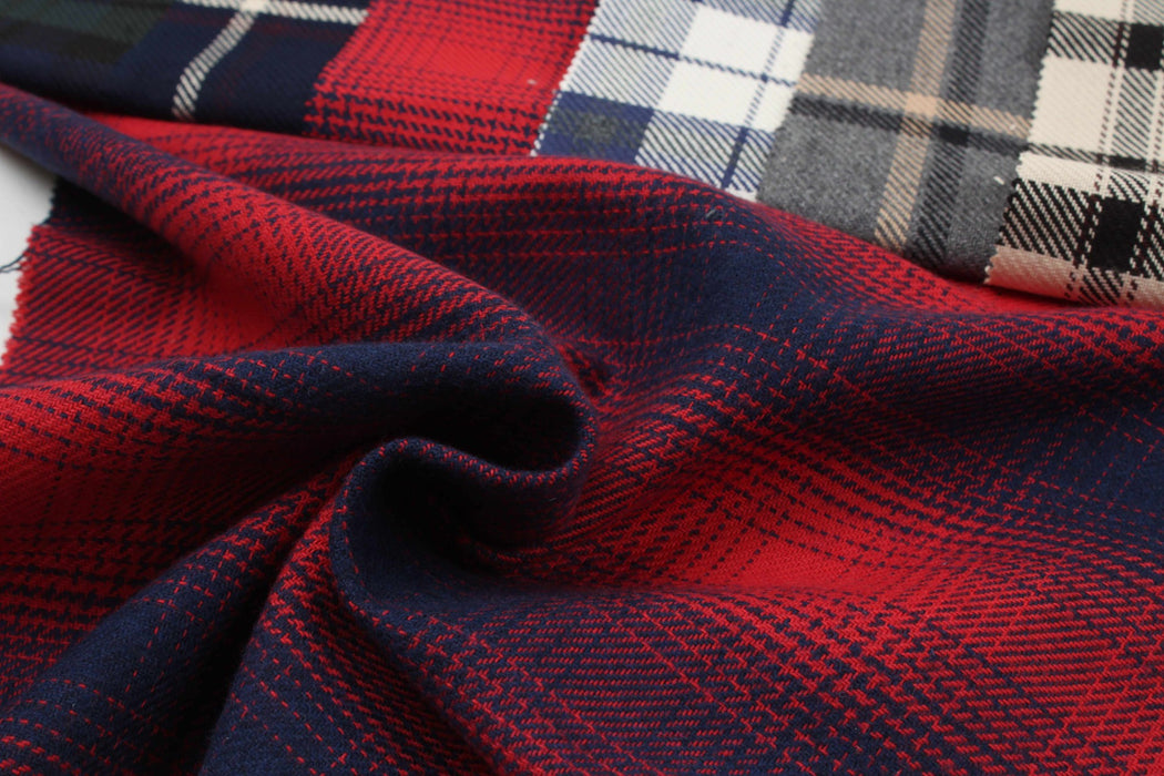 Mid-Weight Cotton Flannel Checks for Over-Shirts and Bottoms-Fabric-FabricSight
