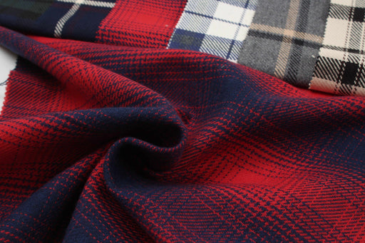 Mid-Weight Cotton Flannel Checks for Over-Shirts and Bottoms-Fabric-FabricSight