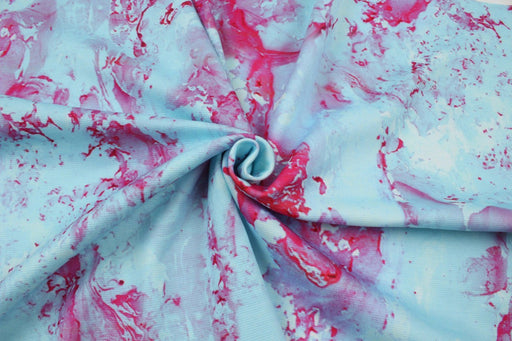 Mid-Weight Viscose Knit - Blue and Pink Marble Print-Fabric-FabricSight
