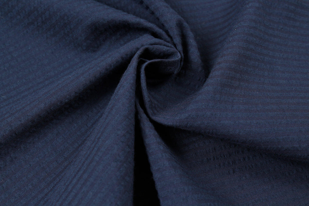 Navy Seersucker Stripes-Fabric-FabricSight