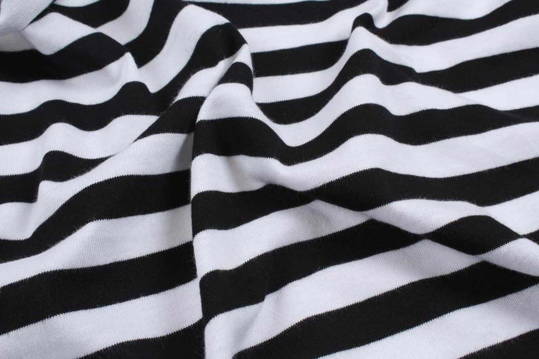 Organic Cotton Jersey - Black Stripes-Fabric-FabricSight