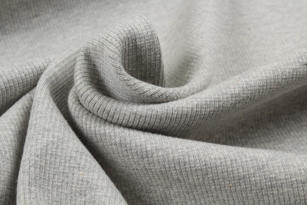 Organic Cotton Stretch Rib 2x2 - Grey Melange-Fabric-FabricSight