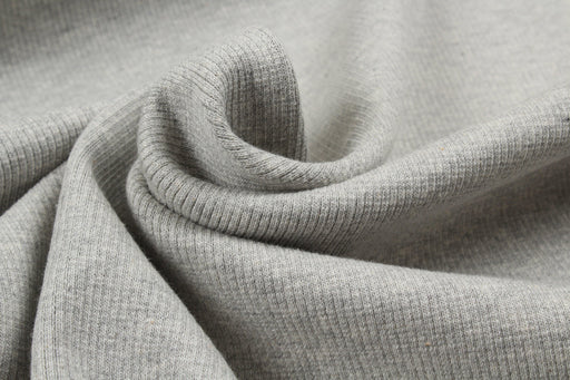 Organic Cotton Stretch Rib 2x2 - Grey Melange-Fabric-FabricSight