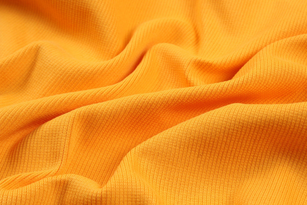 Organic Cotton Stretch Rib 2x2 - Mango Sorbet-Fabric-FabricSight