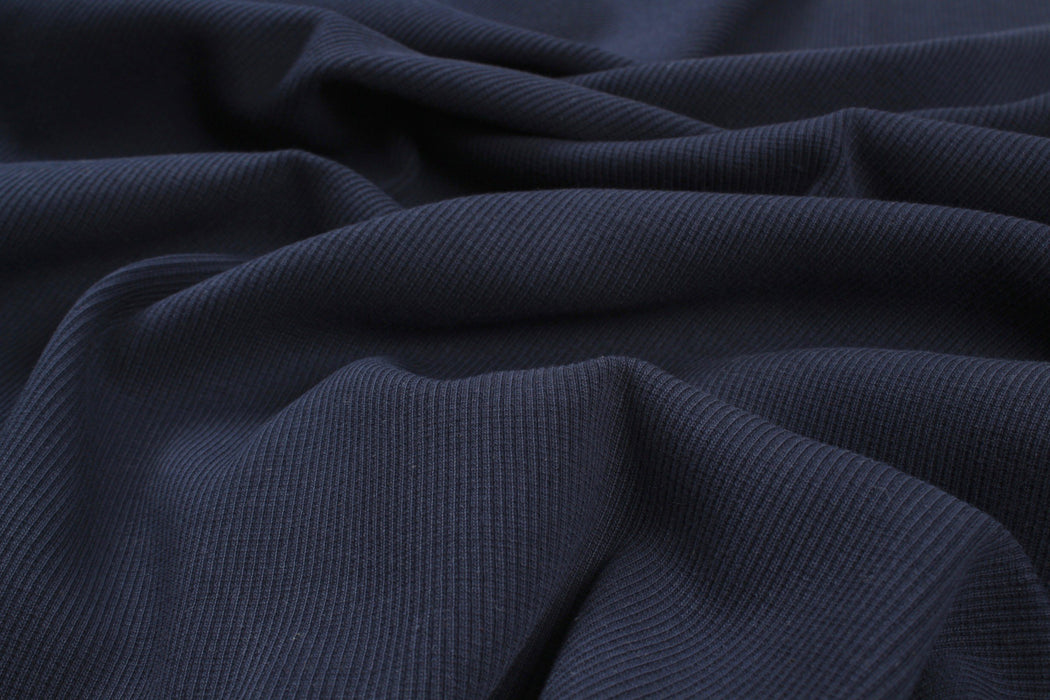 Organic Cotton Stretch Rib 2x2 - Navy-Fabric-FabricSight