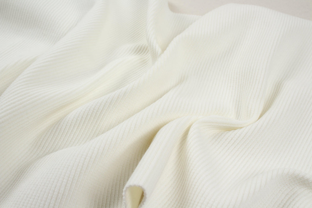 Organic Cotton Stretch Rib 2x2 - Off-white-Fabric-FabricSight