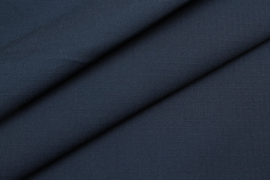 Organic Cotton Stretch Ripstop Fabric for Jackets and Trousers - Navy Remnant-Remnant-FabricSight