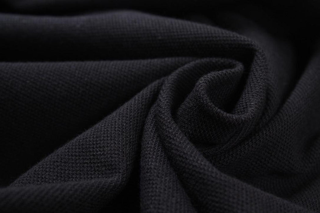 Premium Organic Cotton Piquet - Black-Fabric-FabricSight