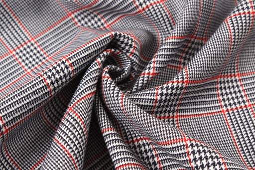 Prince of Wales Polyester Viscose Blend-Fabric-FabricSight
