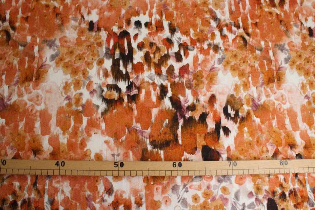 swatch-Printed Cotton-Linen Stretch Canvas – Floral Watercolor-Fabric-FabricSight