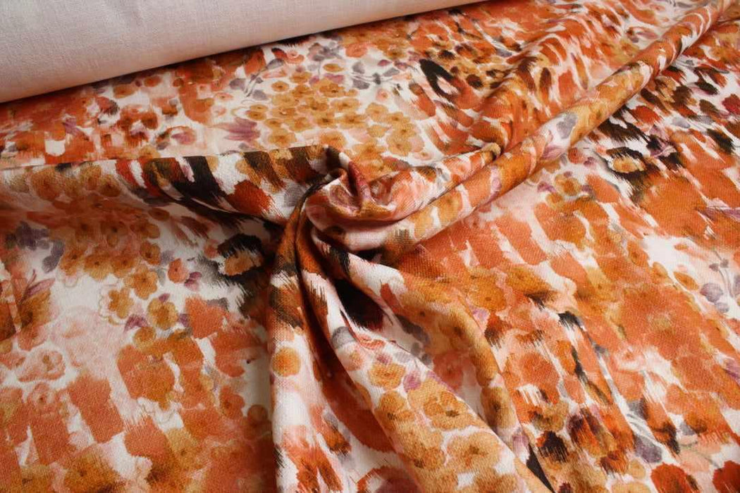 swatch-Printed Cotton-Linen Stretch Canvas – Floral Watercolor-Fabric-FabricSight