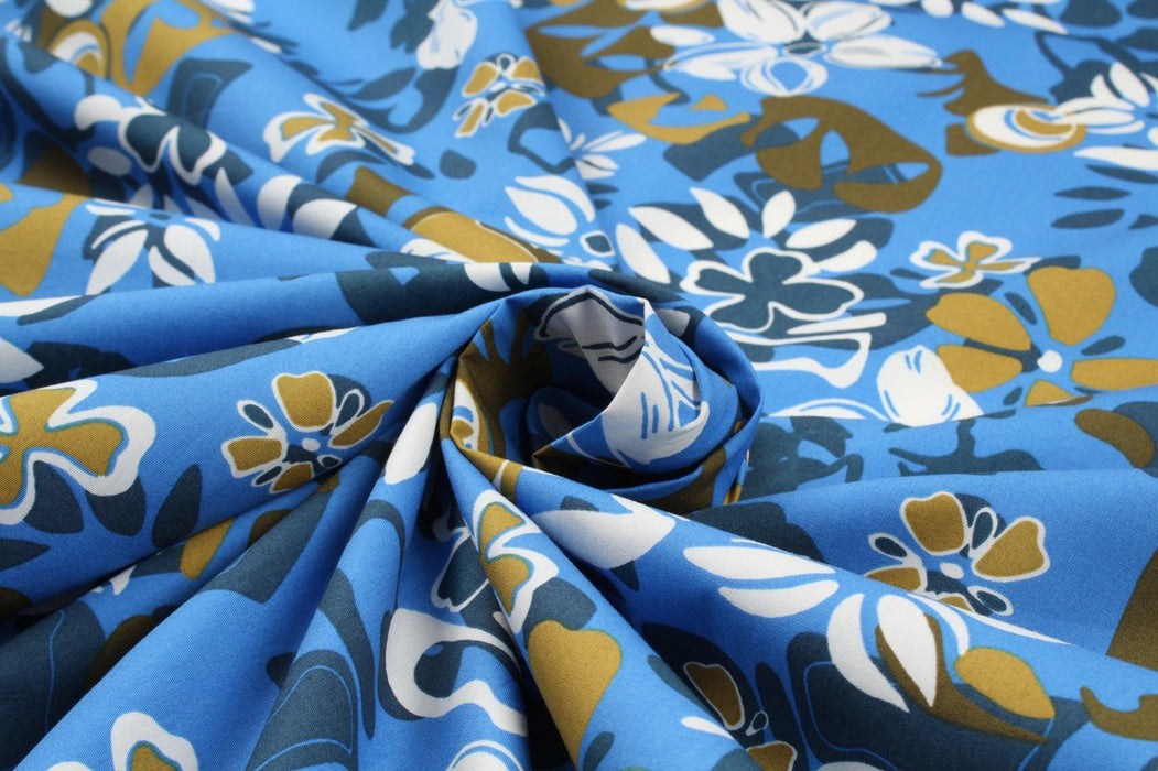 Printed Cotton Poplin - Abstract Flowers - M.O.Q 30 Mts-Fabric-FabricSight
