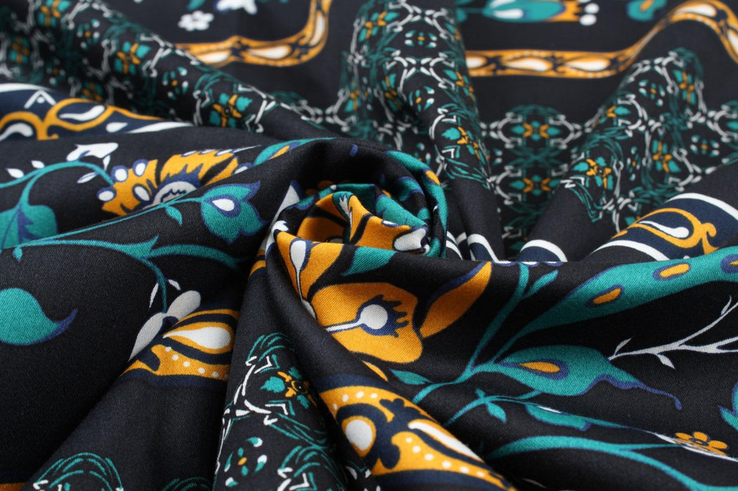 Printed Cotton Satin - Floral Stripes - M.O.Q 30 Mts-Fabric-FabricSight