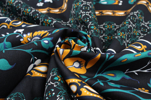 Printed Cotton Satin - Floral Stripes - M.O.Q 30 Mts-Fabric-FabricSight