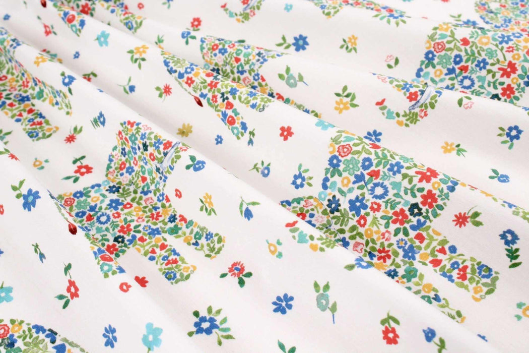Printed Cotton Satin - Flowers and Elephants-Fabric-FabricSight