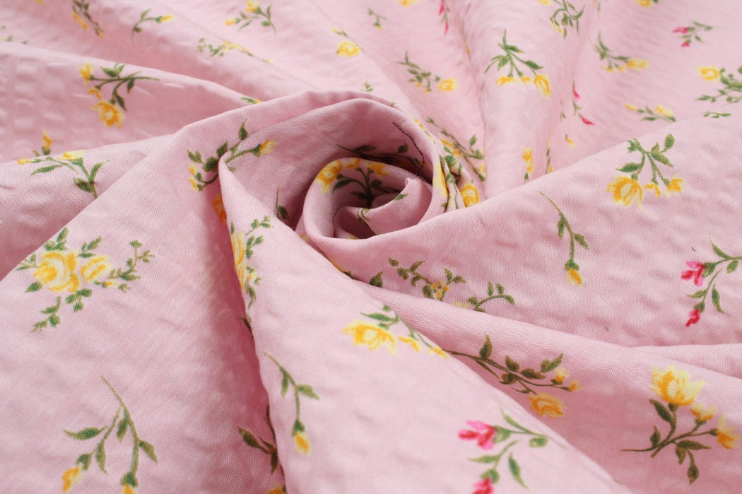 Printed Cotton Seersucker - Ditsy Floral - M.O.Q 30 Mts-Fabric-FabricSight